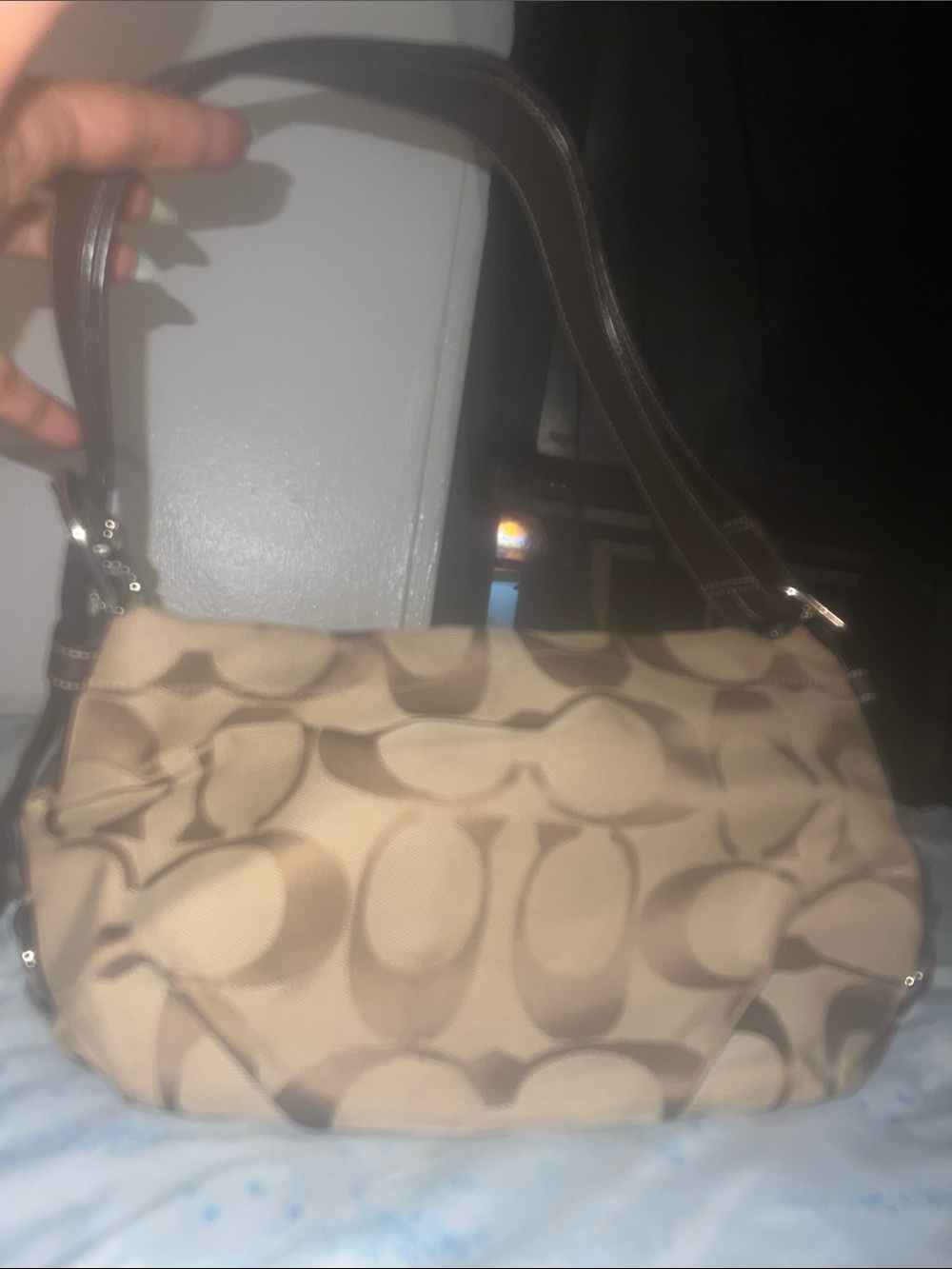Coach Brown/Tan Signature Jacquard Shoulder Bag